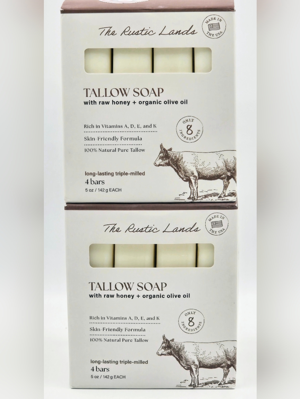 THE RUSTIC LANDS Natural Tallow Soap Bars Set of 4 -